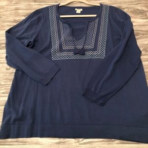 JCrew Lightweight Embroidered Cotton Sweater Knit